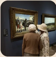 Two friends at a museum